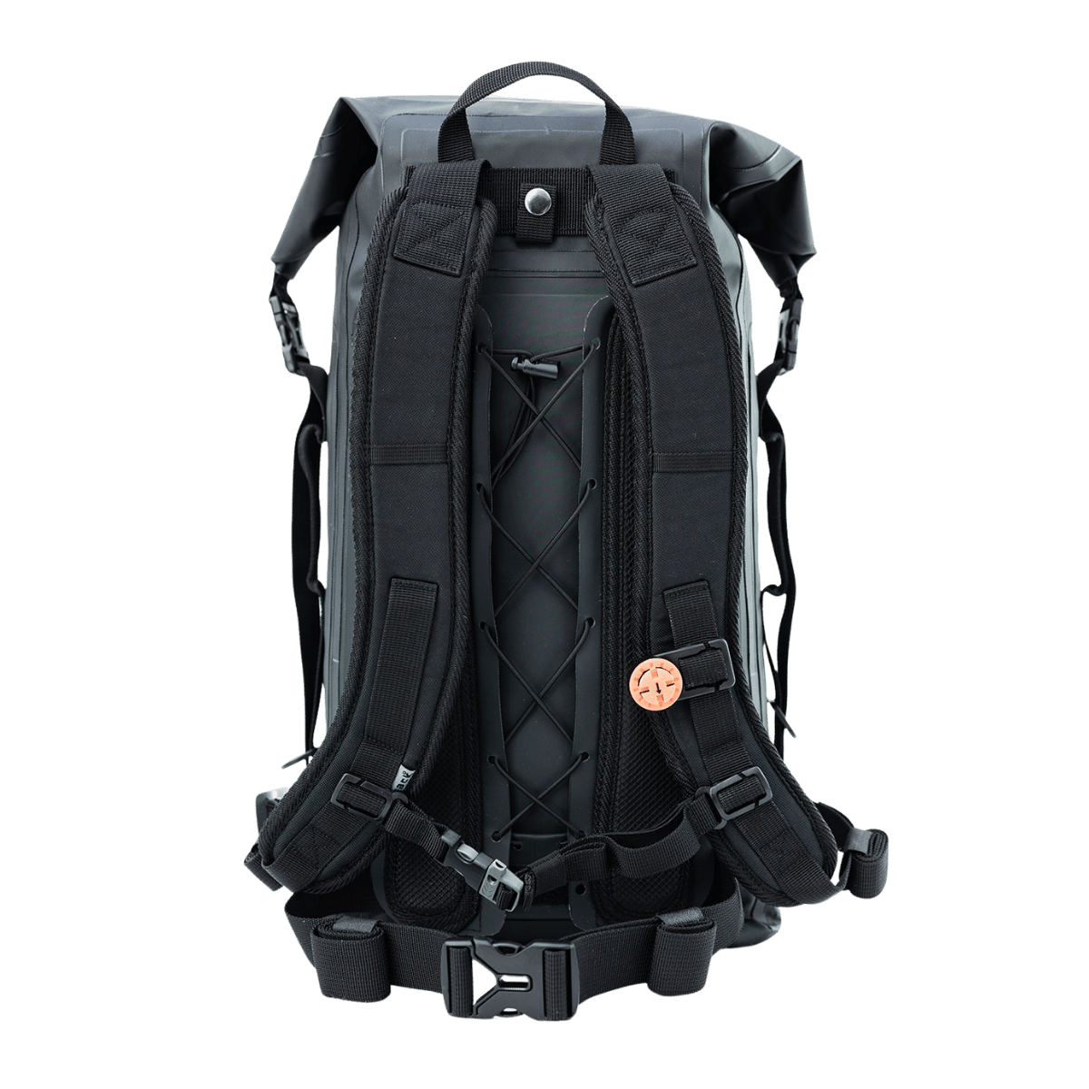 Black Triton25 waterproof backpack - Back View