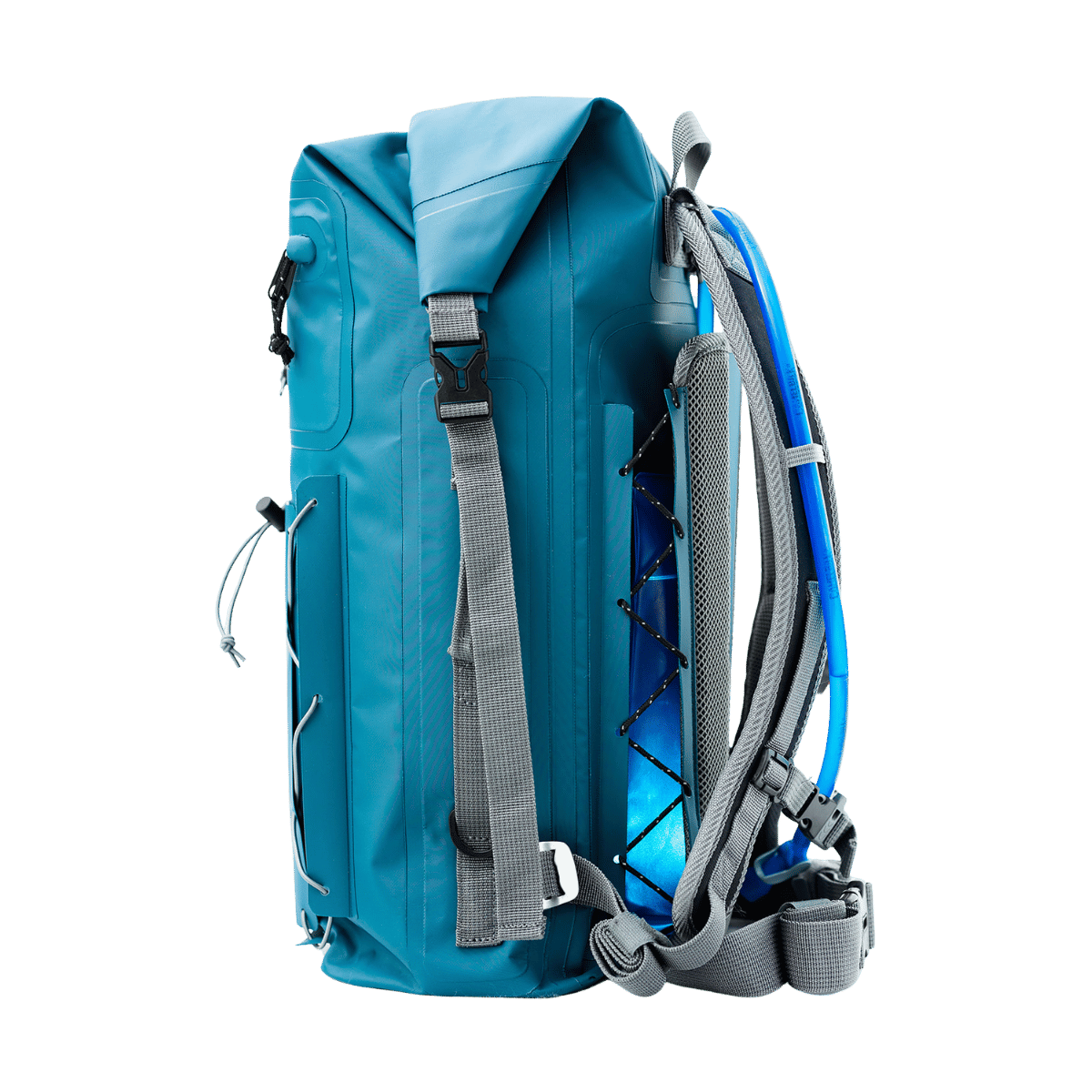 Teal Triton25 waterproof backpack - Side View
